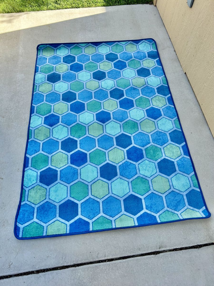 New 4x6 Honeycomb Kids Rug Blue Green Classroom Playroom