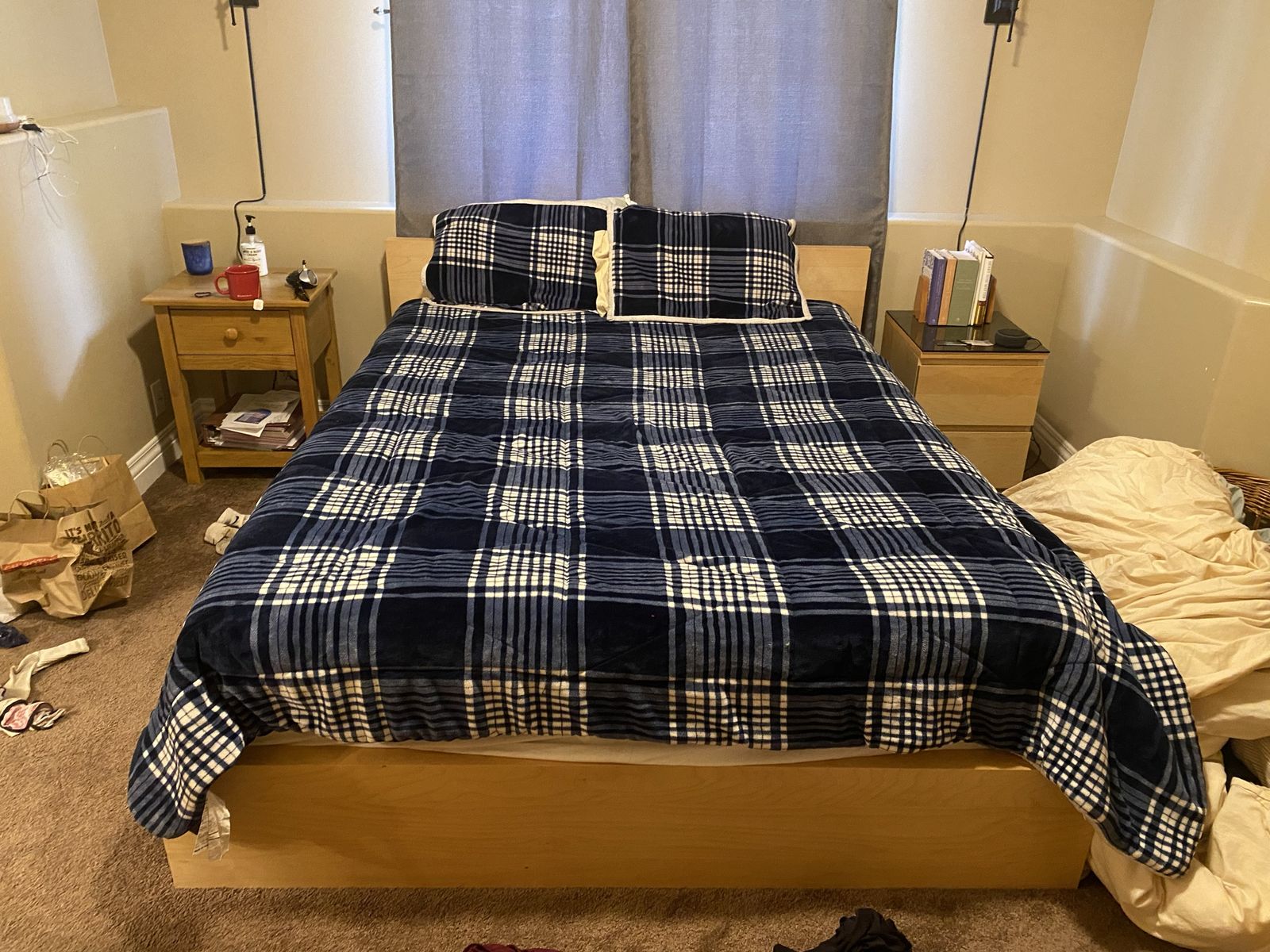 UGG Blue Plaid Sherpa Fleece Bedding Set with Comforter and Pillows