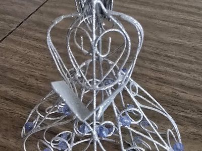 Silver Wire Dress Mannequin with Blue Beads - Jewelry Holder / Home Decor