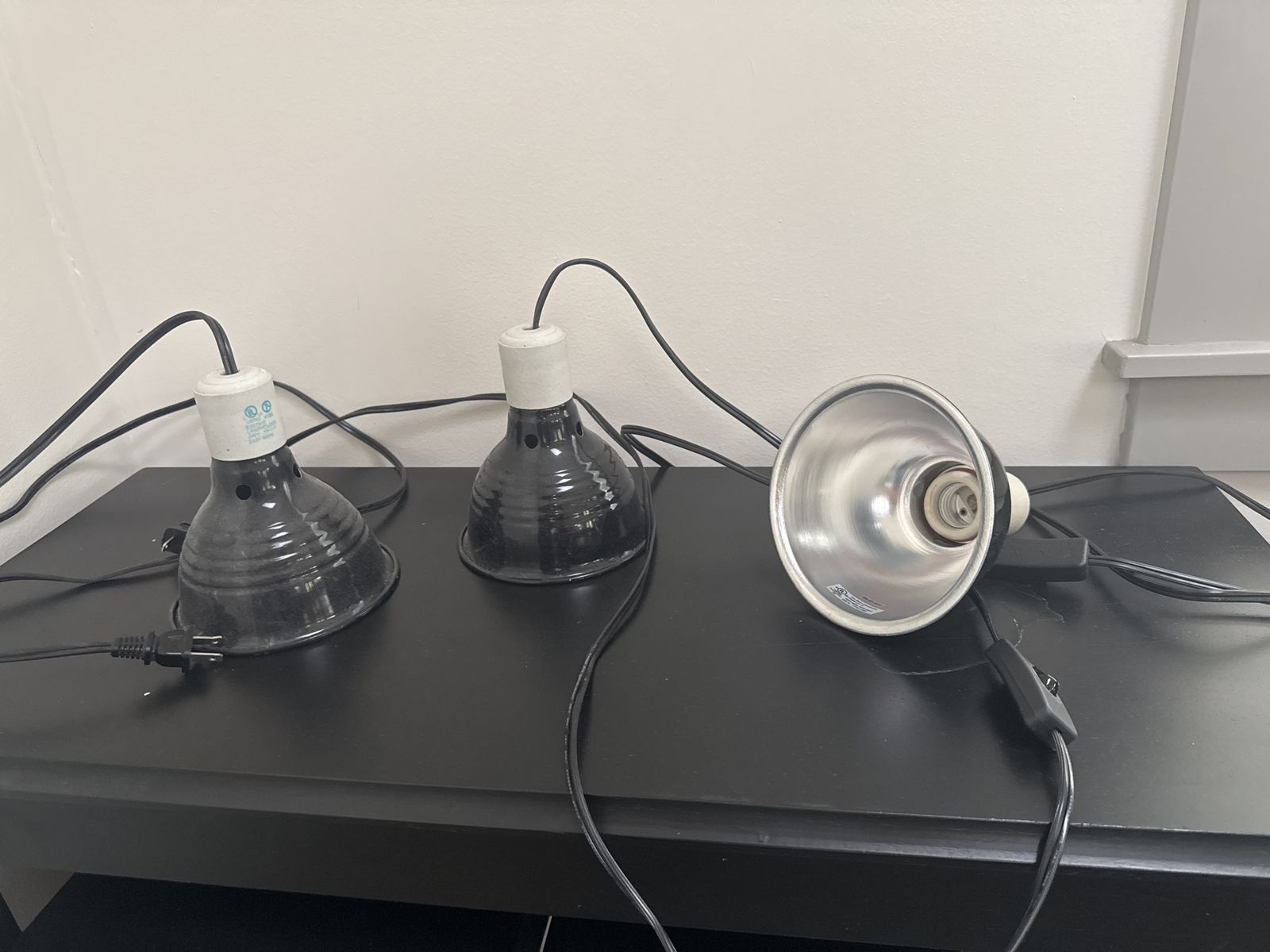 Heat Lamp Fixture Lot (3) Aluminum Reptile/Amphibian/Chick Brooder