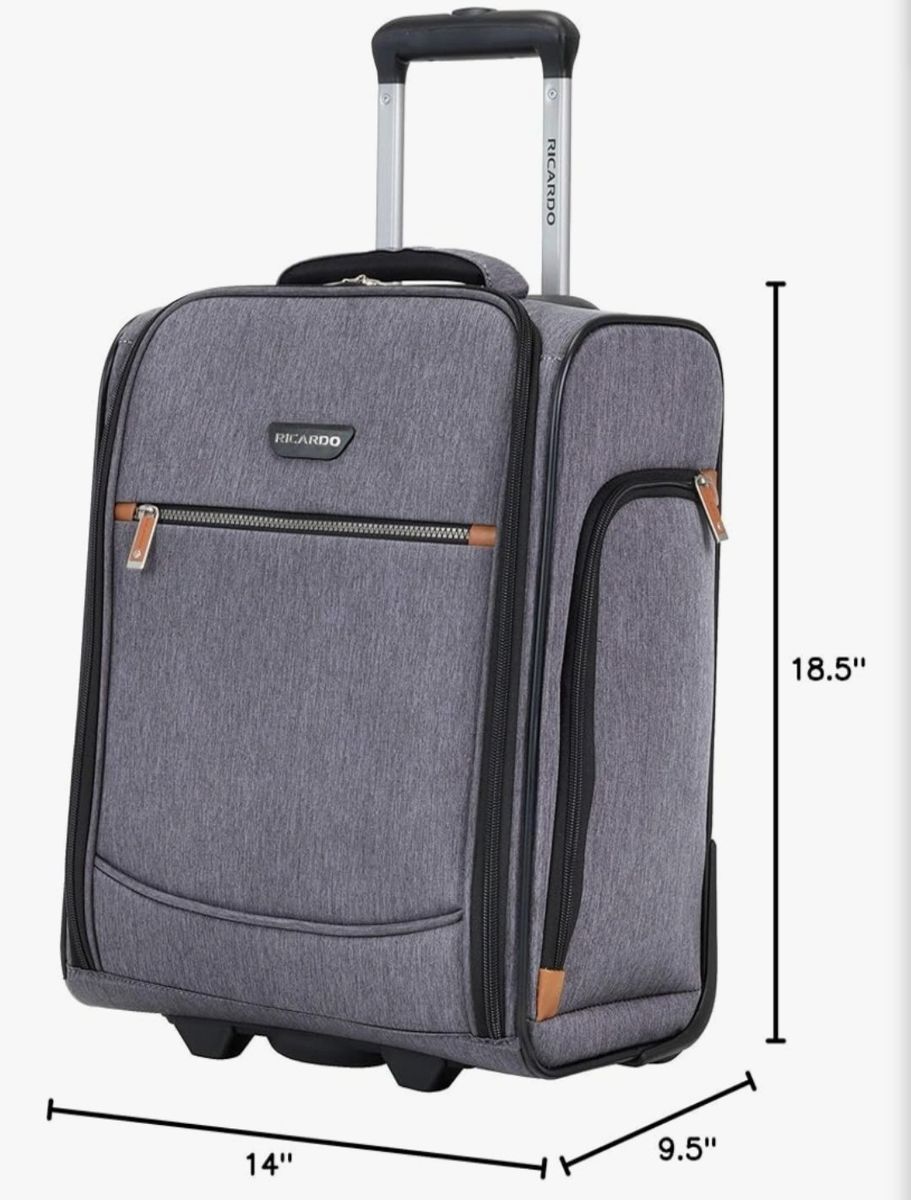 Like-New Ricardo Beverly Hills Shasta Lake 16" Rolling Charcoal Under Seat Luggage Carry-On Bag