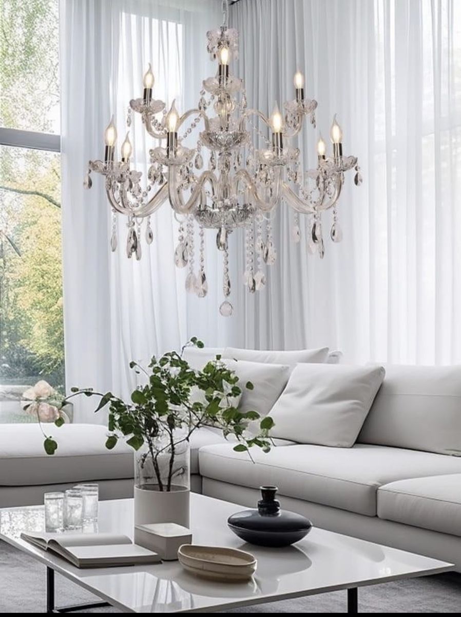 Brand New 12-Light Crystal Chandelier | Chrome | 31.6” | Never Installed