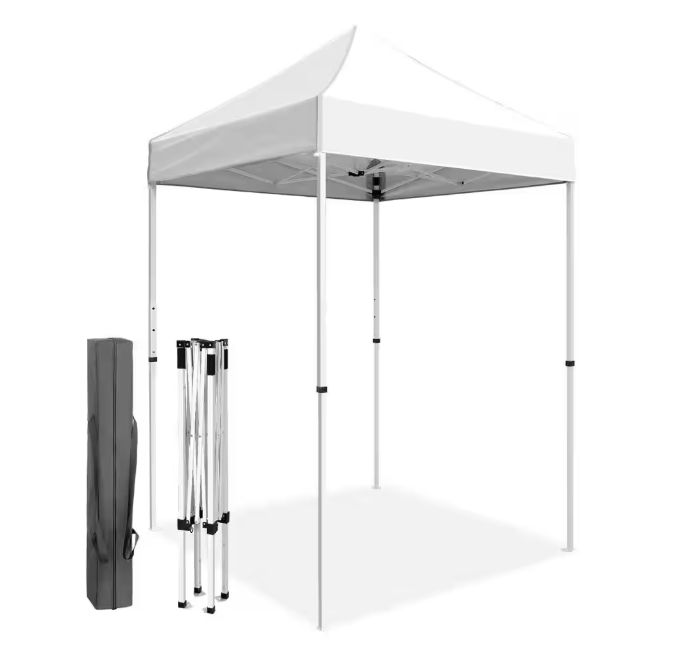 5 ft. x 5 ft. White Portable Instant Pop Up Canopy with Carry Bag,