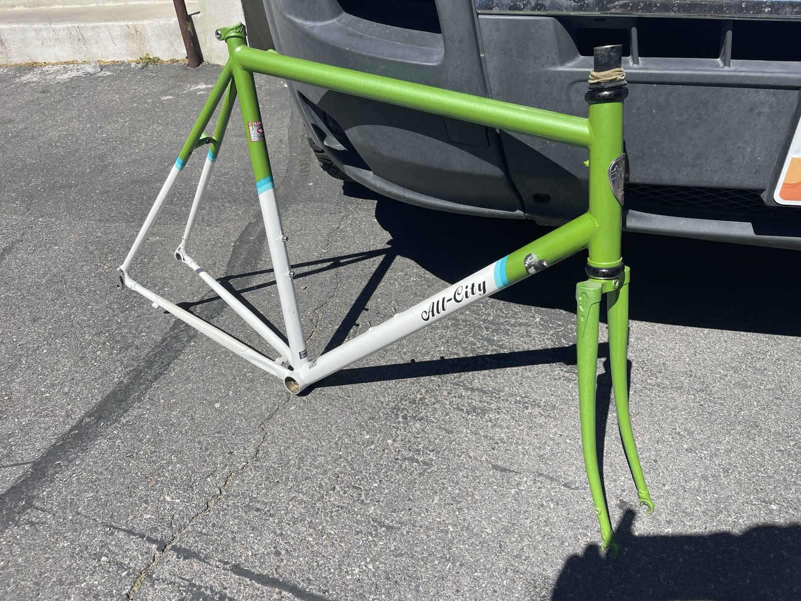All-City Green White Cyclecross Bike Frame with Fork