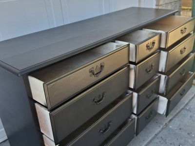 hardwood 12 drawers black dresser