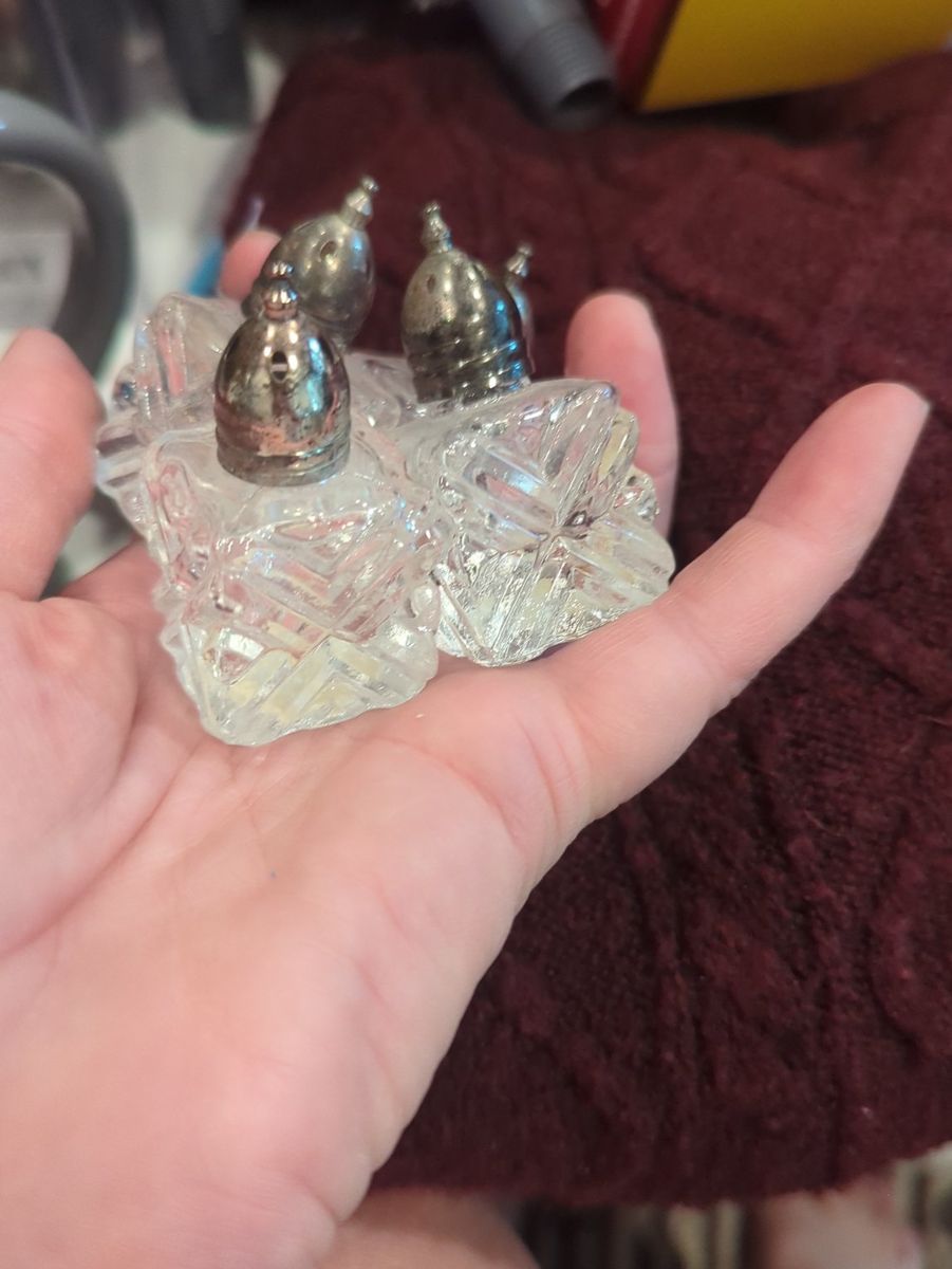 Vintage Clear Pressed Glass Salt and Pepper Shakers