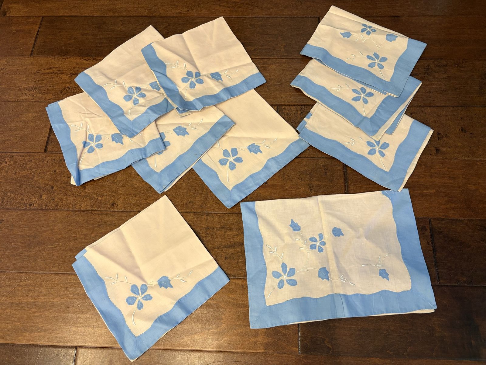 Vintage Pink & Blue Appliqué Napkins & Placemats
