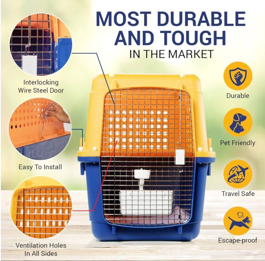New Assembled Pet Express Pet Crate Durable, Heavy Duty Dog Cat Kennel, Airline Approved Pet Carrier