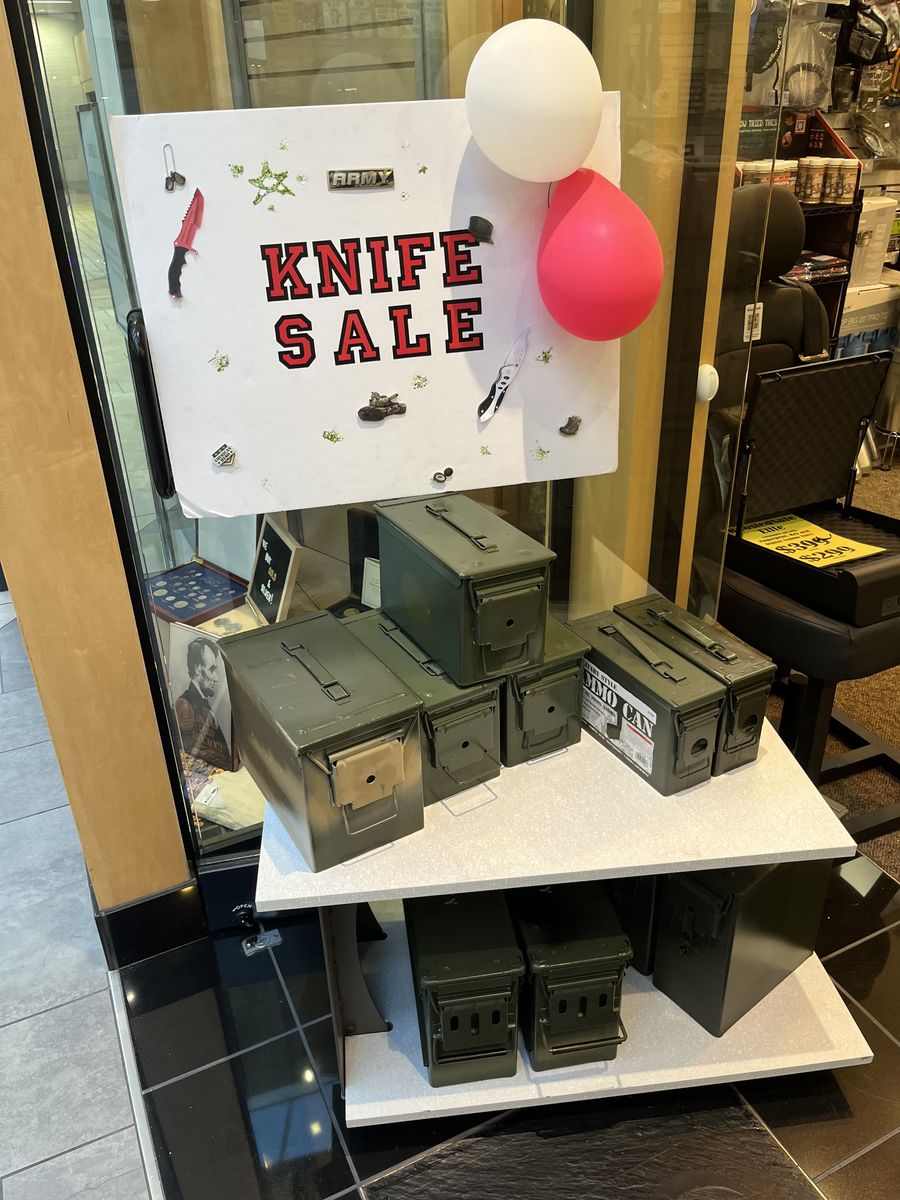 NEW KNIFE SALE! AMMO CANS, POCKET KNIVES, FIXED KNIVES, KNUCKLES, BAYONETS & WAY WAY MORE! "UNITE" @ SOUTHTOWN MALL IN SANDY!
