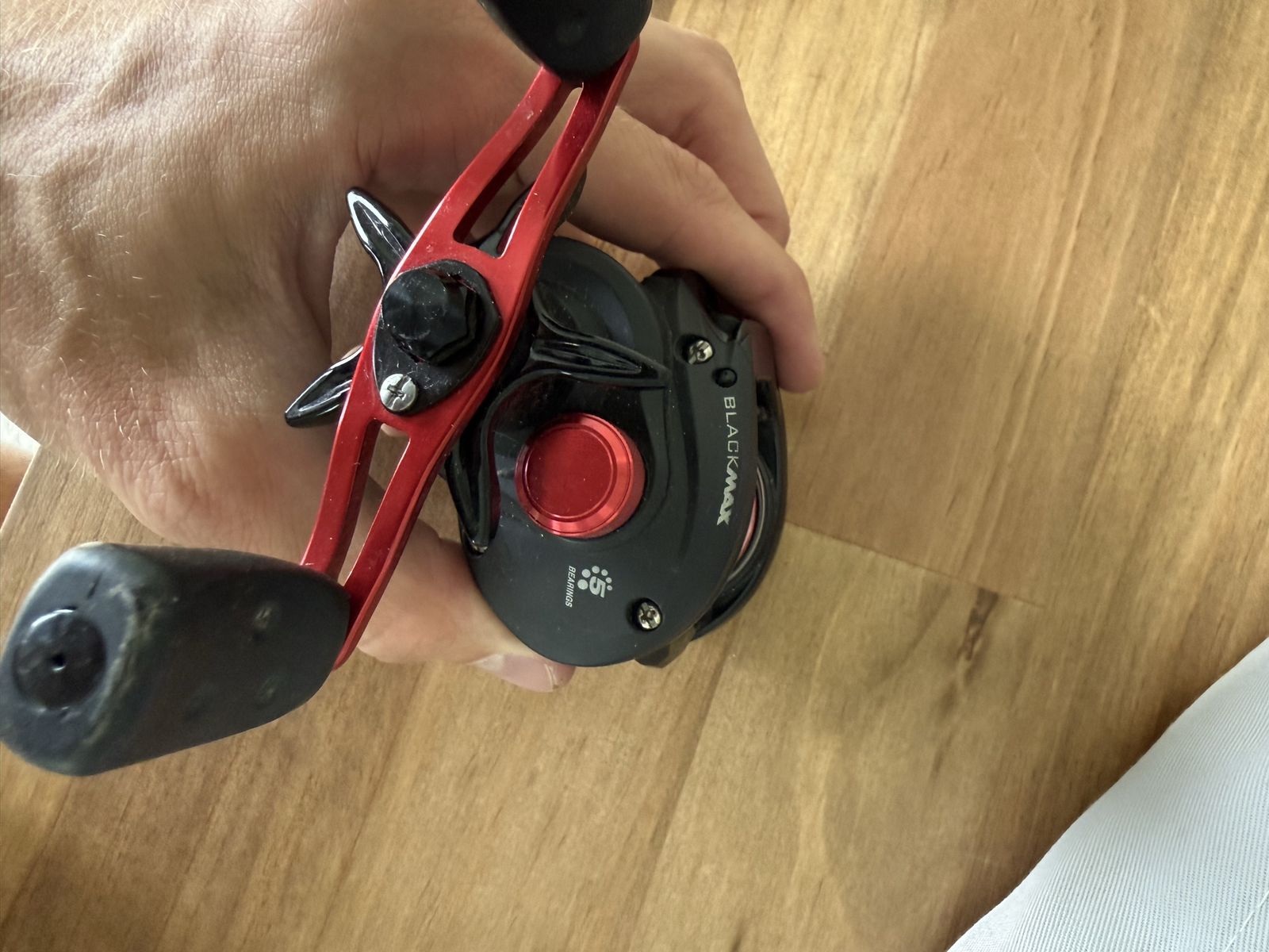 Abu Garcia Black Max Baitcasting Fishing Reel - 5 Bearings, Red/Black, Right Hand Retrieve