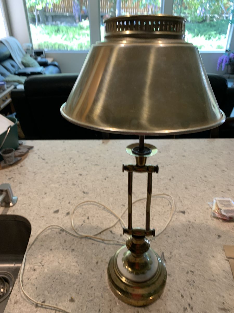 Vintage Adjustable Brass Desk Lamp with Metal Shade