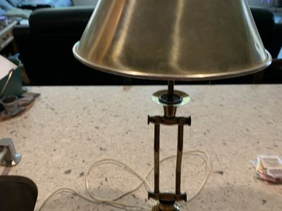Vintage Adjustable Brass Desk Lamp with Metal Shade