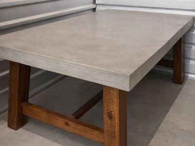 Custom Concrete & Wood Table - Industrial Style, Durable 6'2" x 3'9" Dining/Work Table