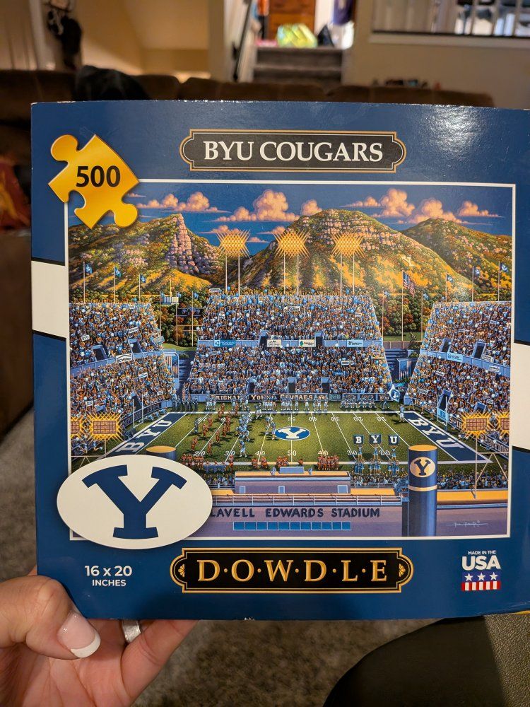 COMPLETE Dowdle BYU Cougars LaVell Edwards Stadium 500-Piece Jigsaw Puzzle 16x20 Inches