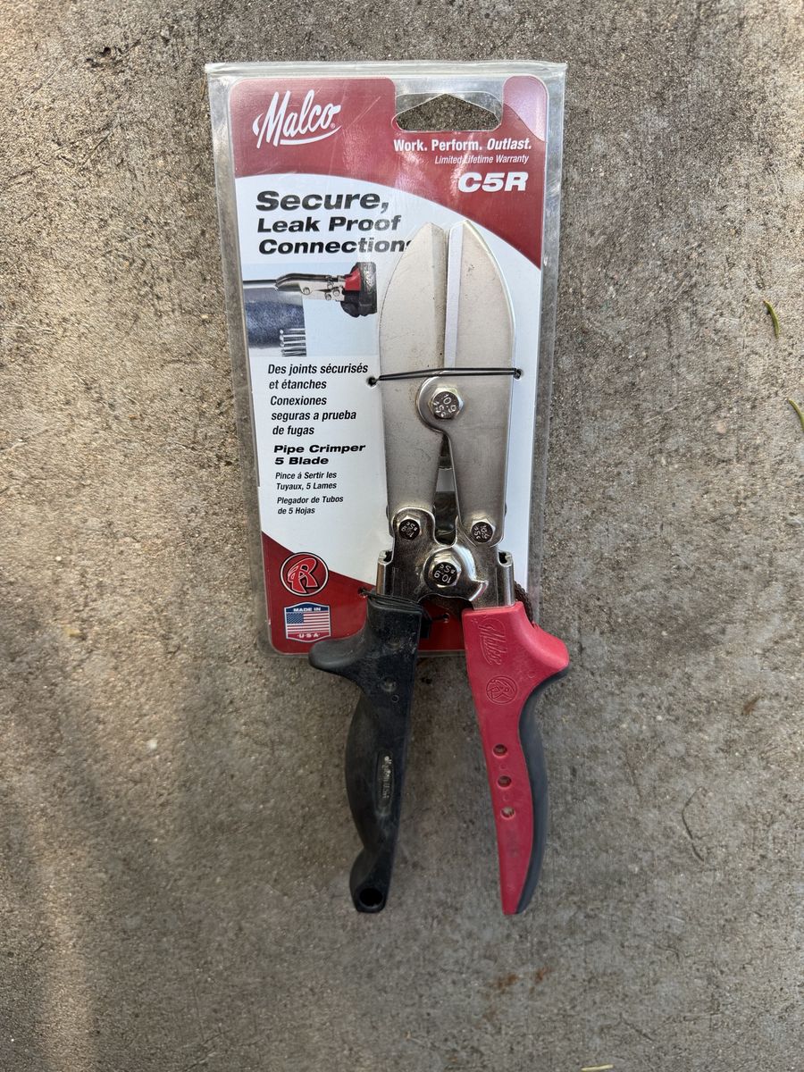 Malco C5R Redline 5-Blade Pipe Crimper HVAC Tool New in Package