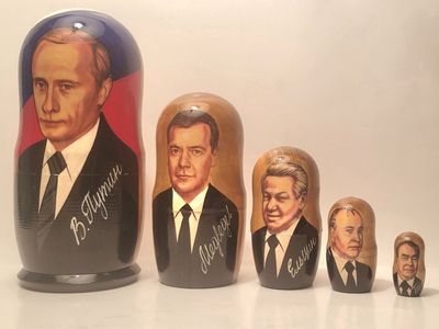 5 Hand-Painted Russian Leaders Matryoshka Nestling Dolls