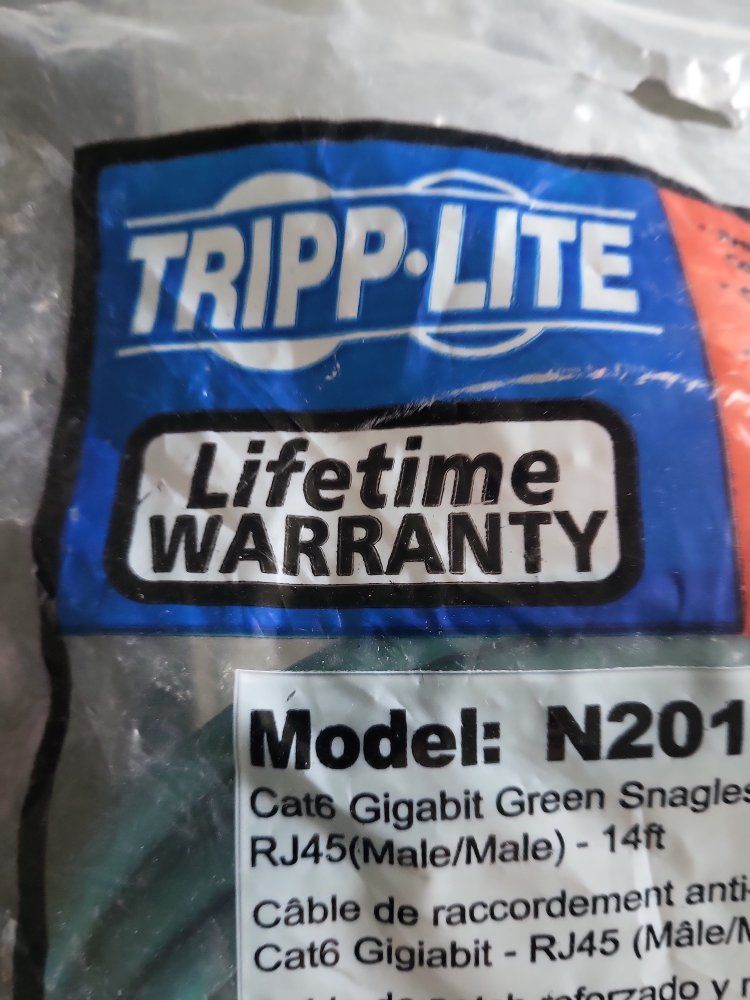 Tripp Lite N201-014-GN Cat6 Gigabit Green Snagless RJ45 Patch Cable - 14ft (New)