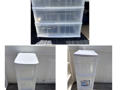 Plastic Storage drawers on wheels $25/all