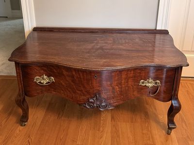 Antique Wooden Sideboard Cabinet with Wilson Tag and Casters