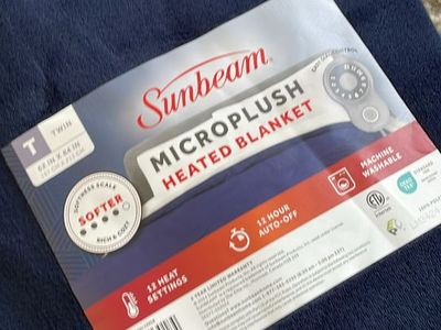Sunbeam Microplush Heated Blanket, Twin (62" x 84"), Dial Controller with 12 Heat Settings, auto off