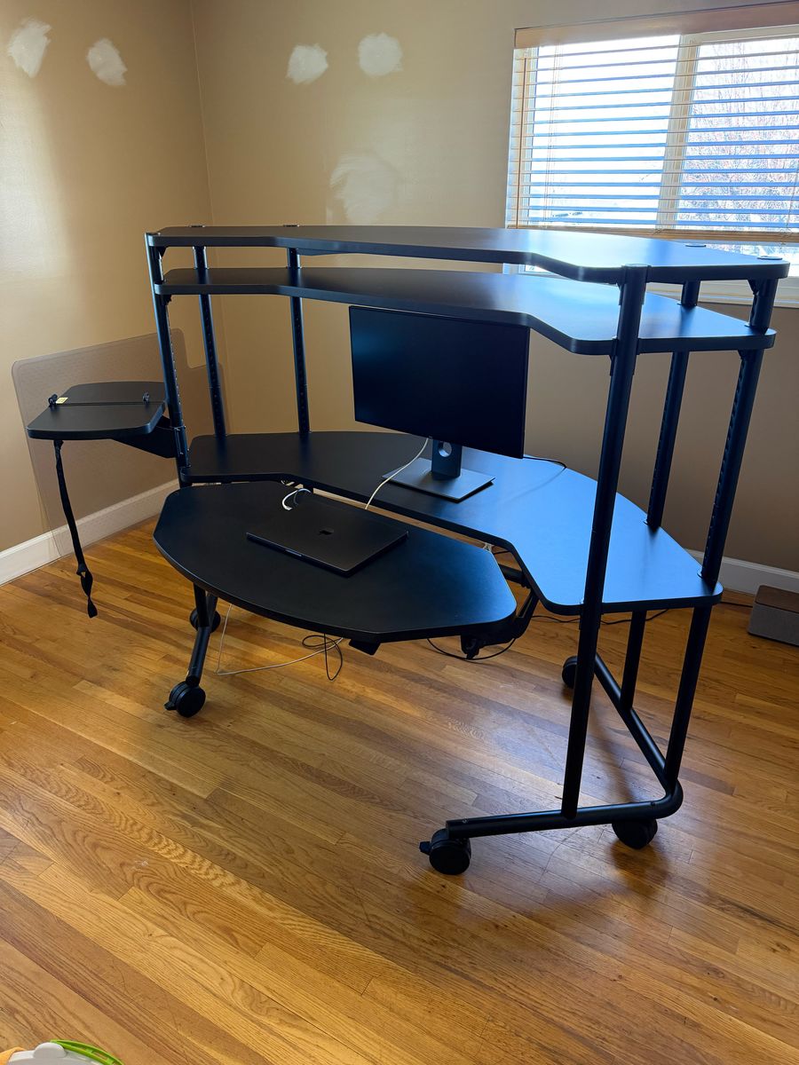 Large Black Multimedia Anthro Cart Desk
