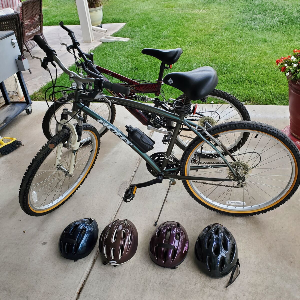 bike and helmets