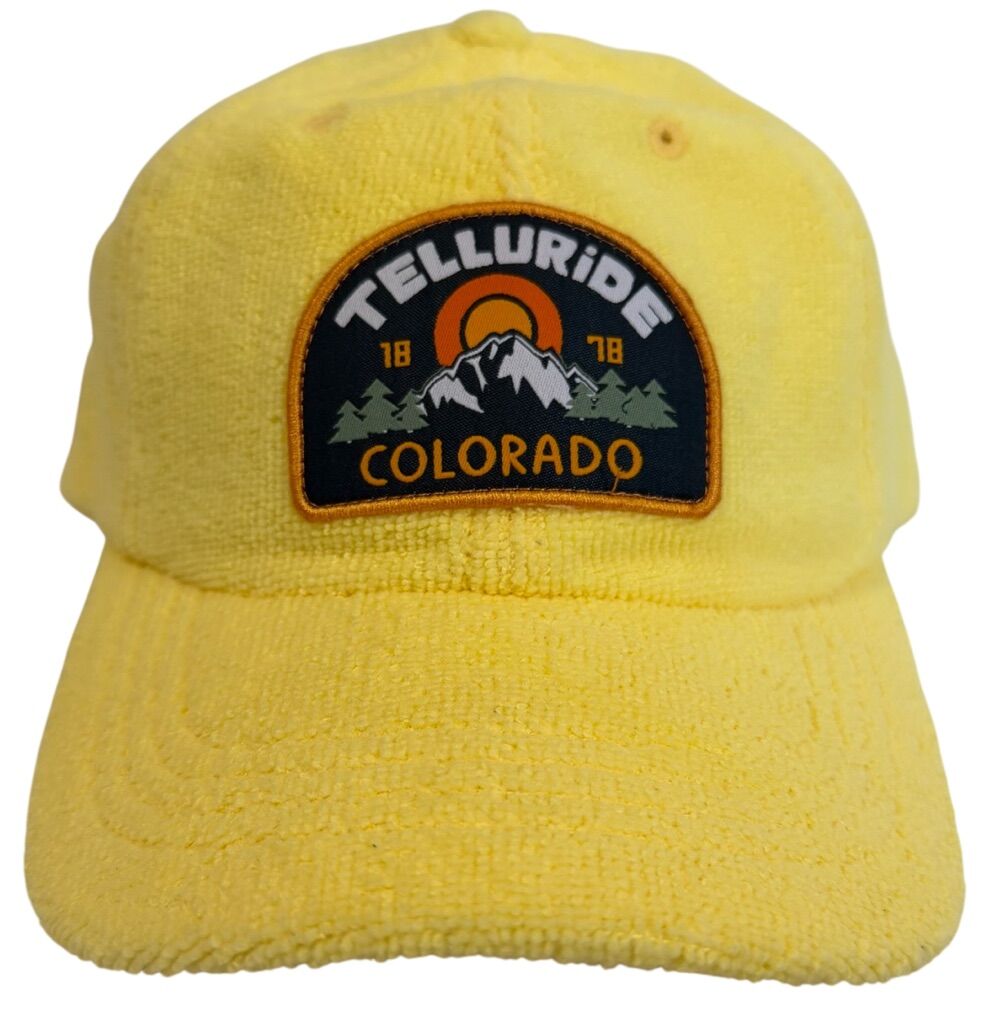 Telluride Colorado Logo Yellow Terrycloth Hat NWOT