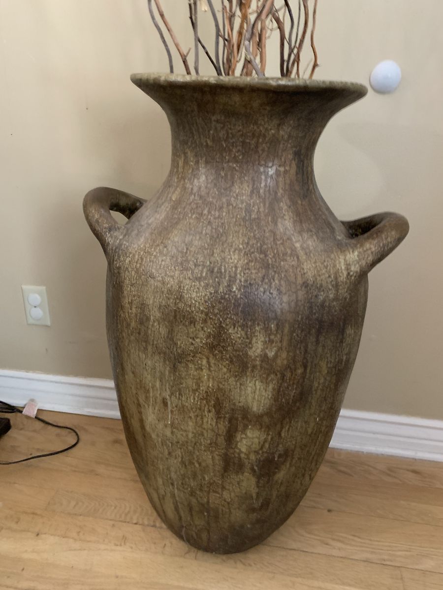 Large Decorative Floor Urn With Sticks Home Decor