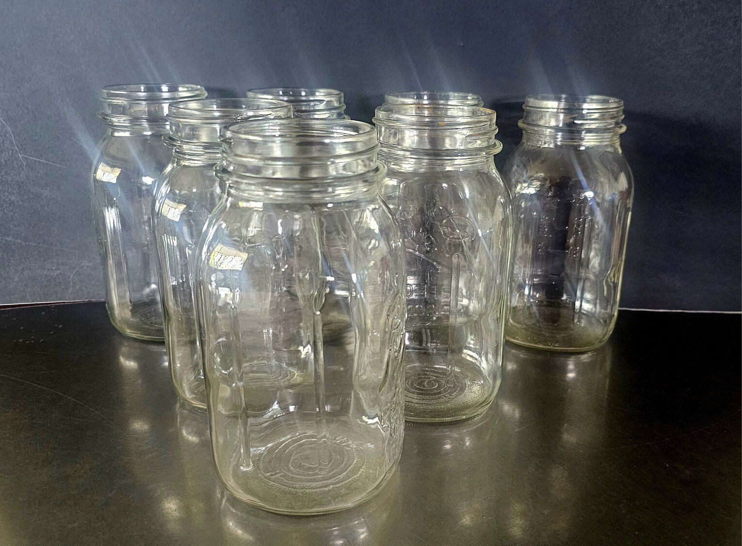Vntg BALL Circa 1933-1962 RIBBED Qt Jars