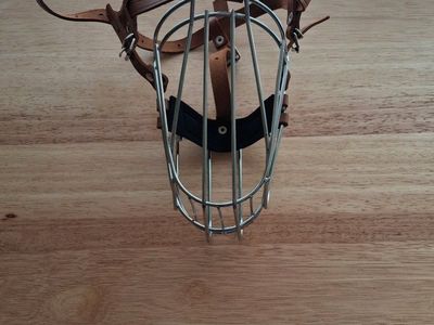BronzeDog Wire Basket Dog Muzzle with Adjustable Leather Straps