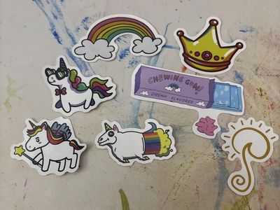 Set of 7 Unicorn Themed Stickers