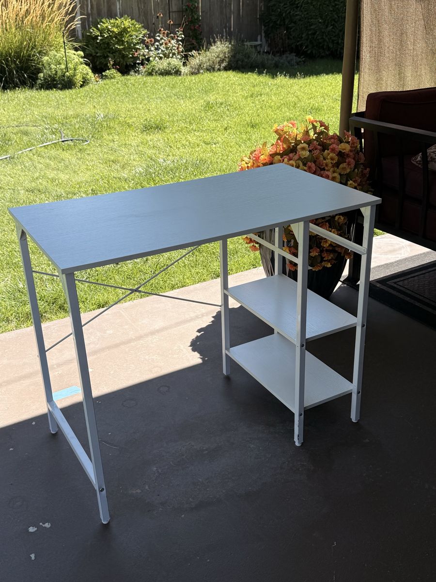 CubiCubi brand - White 35" Computer Desk with Storage Shelves