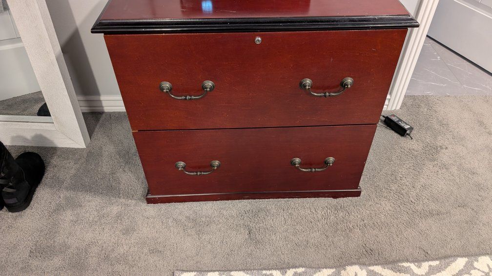 cherry red filing cabinet two drawer