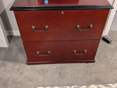 cherry red filing cabinet two drawer