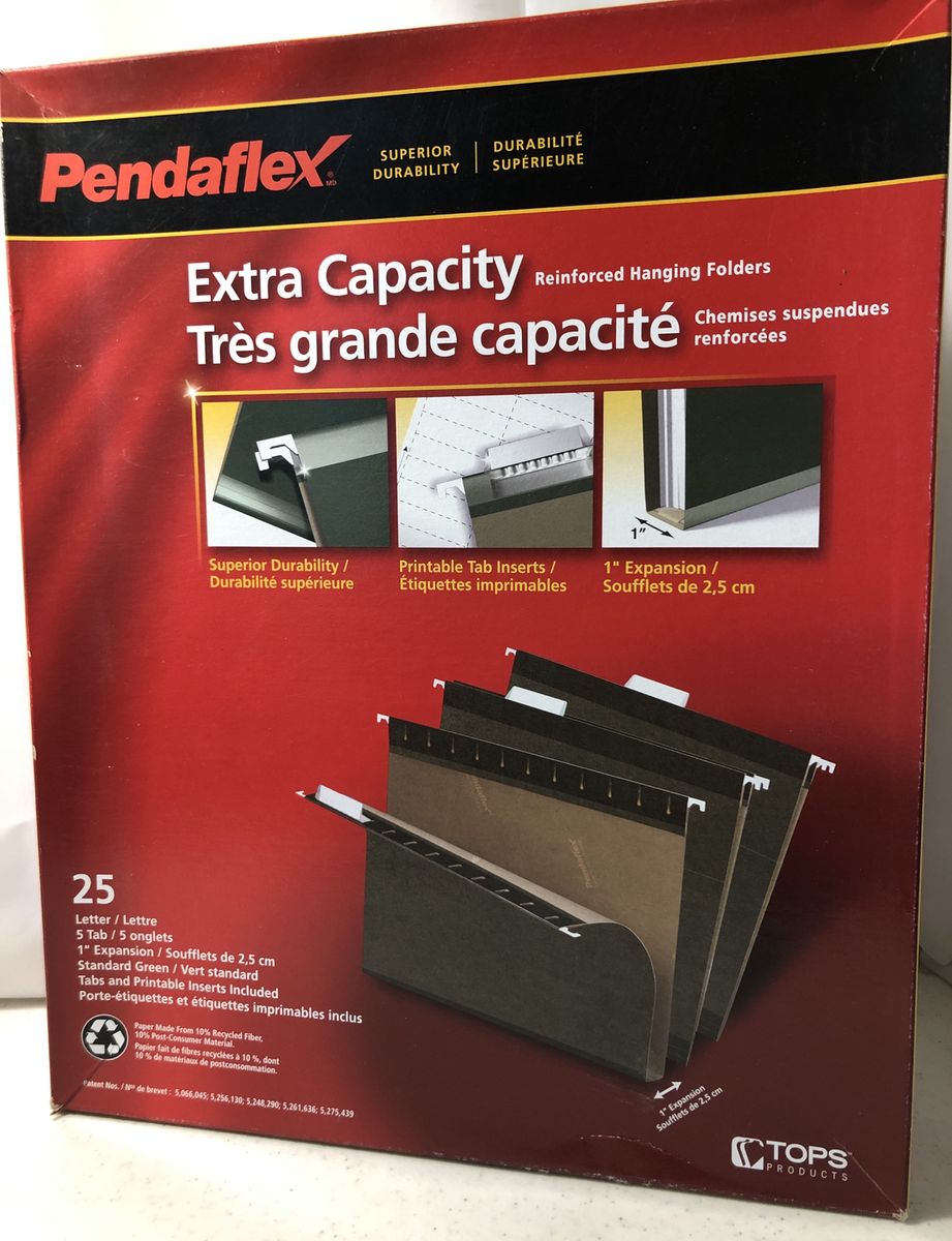 25-Pack Green Pendaflex Letter-Size Hanging File Folders