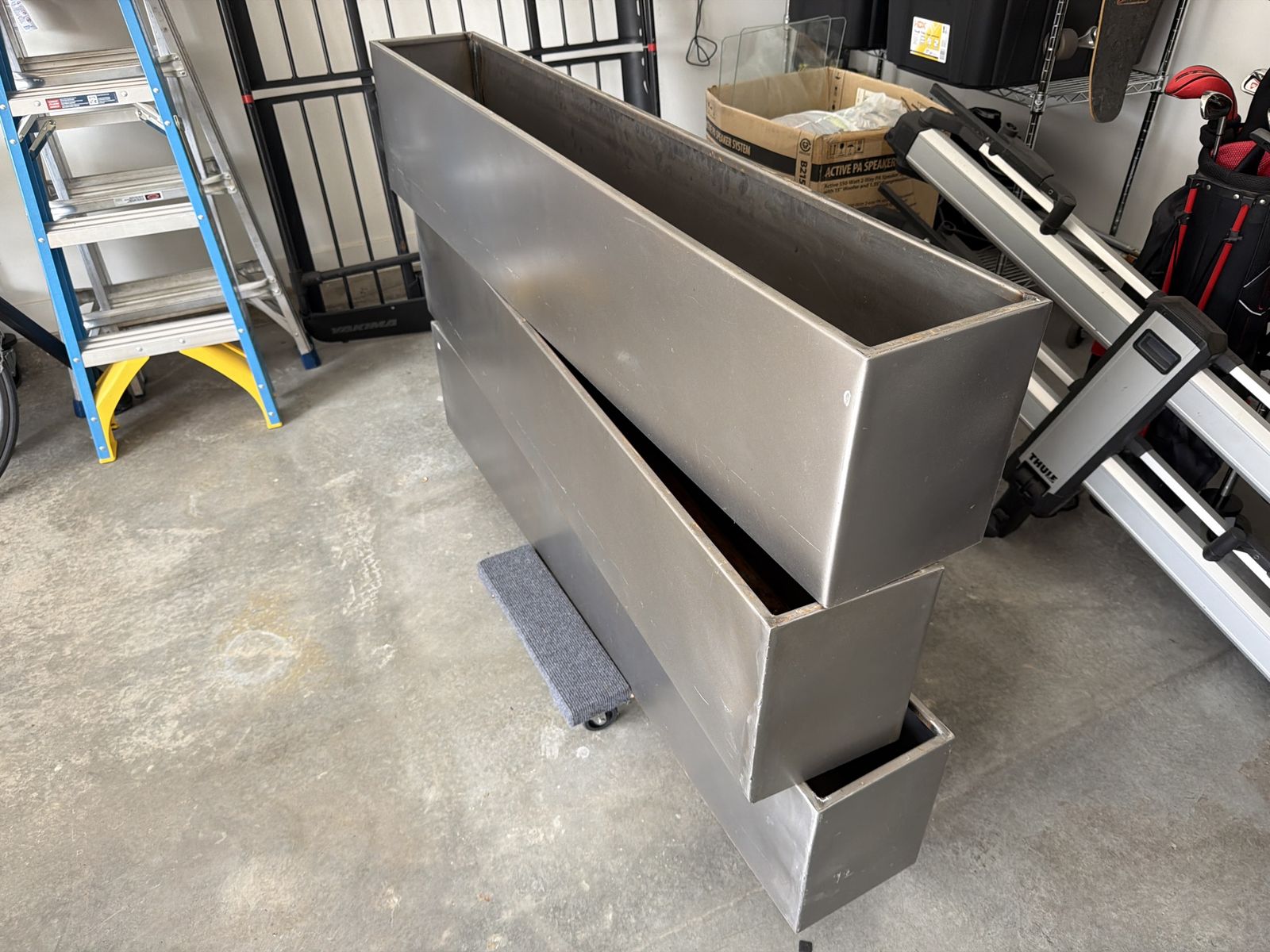 Set of 3 Steel Custom Made Rectangular Planters for Indoor/Outdoor Use
