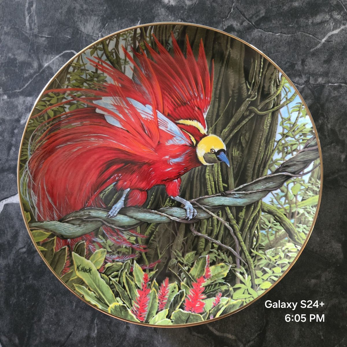 Limited Edition 1982 Goldie's Bird of Paradise by Konrad Hack Decorative Plate, The Exotic Birds of Tropique