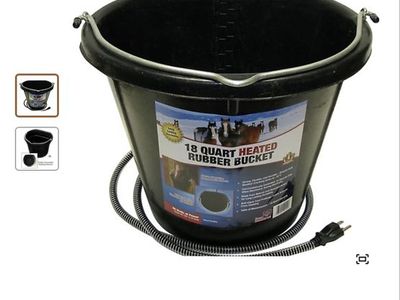 18 Quart Heated Rubber Bucket for Livestock - new