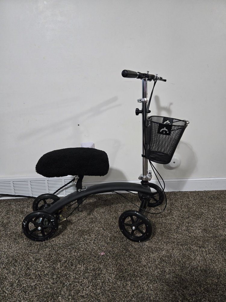 KneeRover Economy Knee Scooter Walker with Basket - Black, All-Terrain,