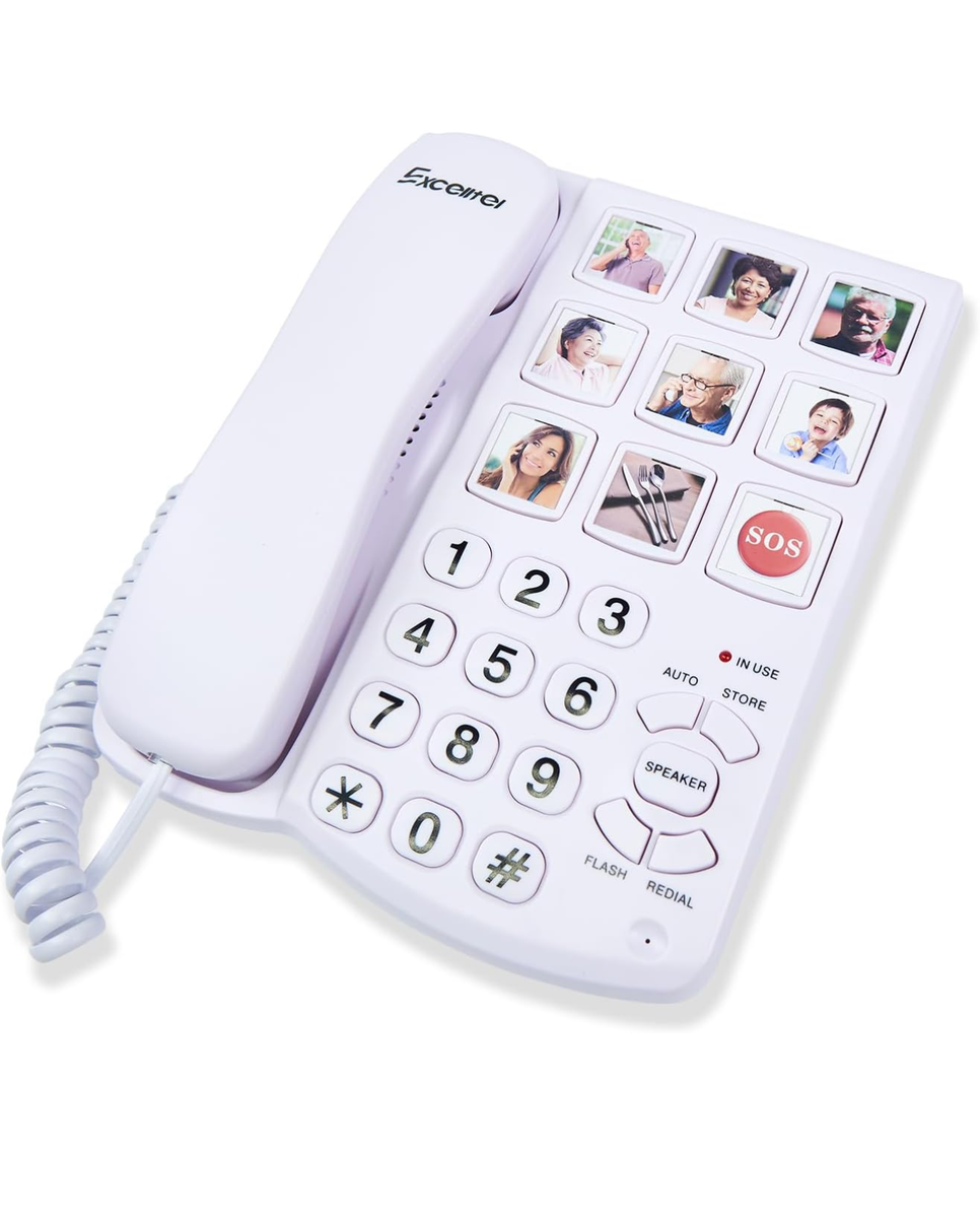Excelltel Big Button Landline Phone with Photo Speed Dial & SOS