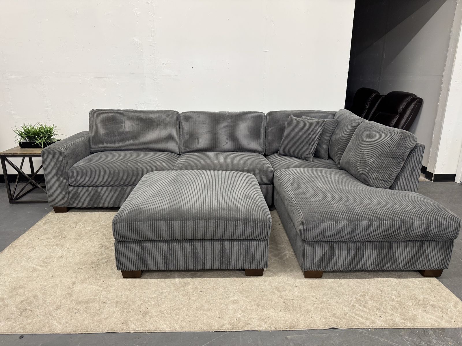 GRAY COSTCO CORDUROY SECTIONAL SOFA COUCH