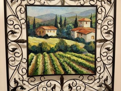 Metal Frame Tuscan Vinyard Garden Picture