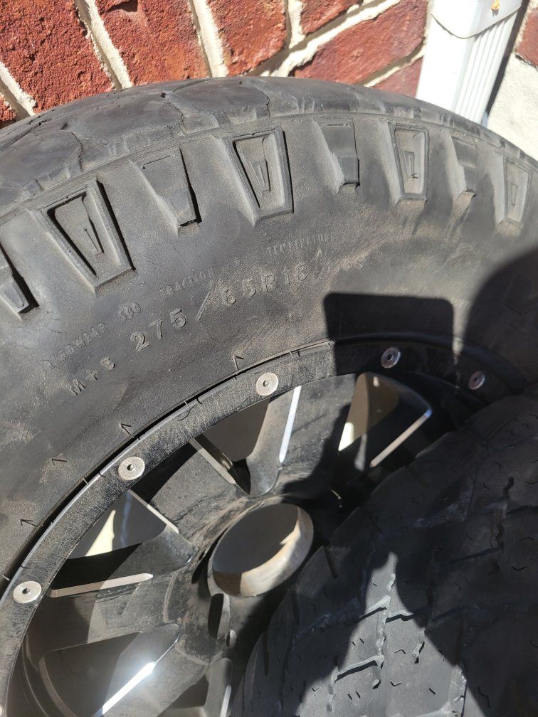 Goodyear Wrangler DuraTrac Tires LT275/65R18 on Black Aftermarket Wheels Set of 4