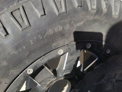 Goodyear Wrangler DuraTrac Tires LT275/65R18 on Black Aftermarket Wheels Set of 4