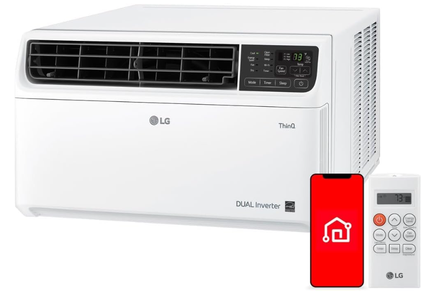 LG 14,000 BTU DUAL Inverter Smart Window Air Conditioner, 115V, Cools 800 Sq. Ft. for Bedroom, Living Room, Apartment