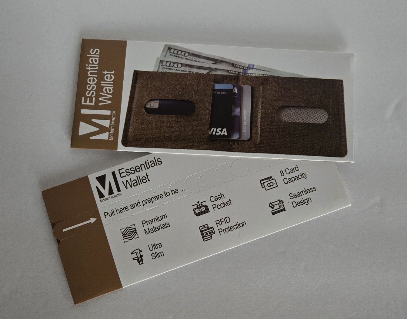 Essentials Wallet - Ultra Thin Minimalist Wallet. Color : Brown