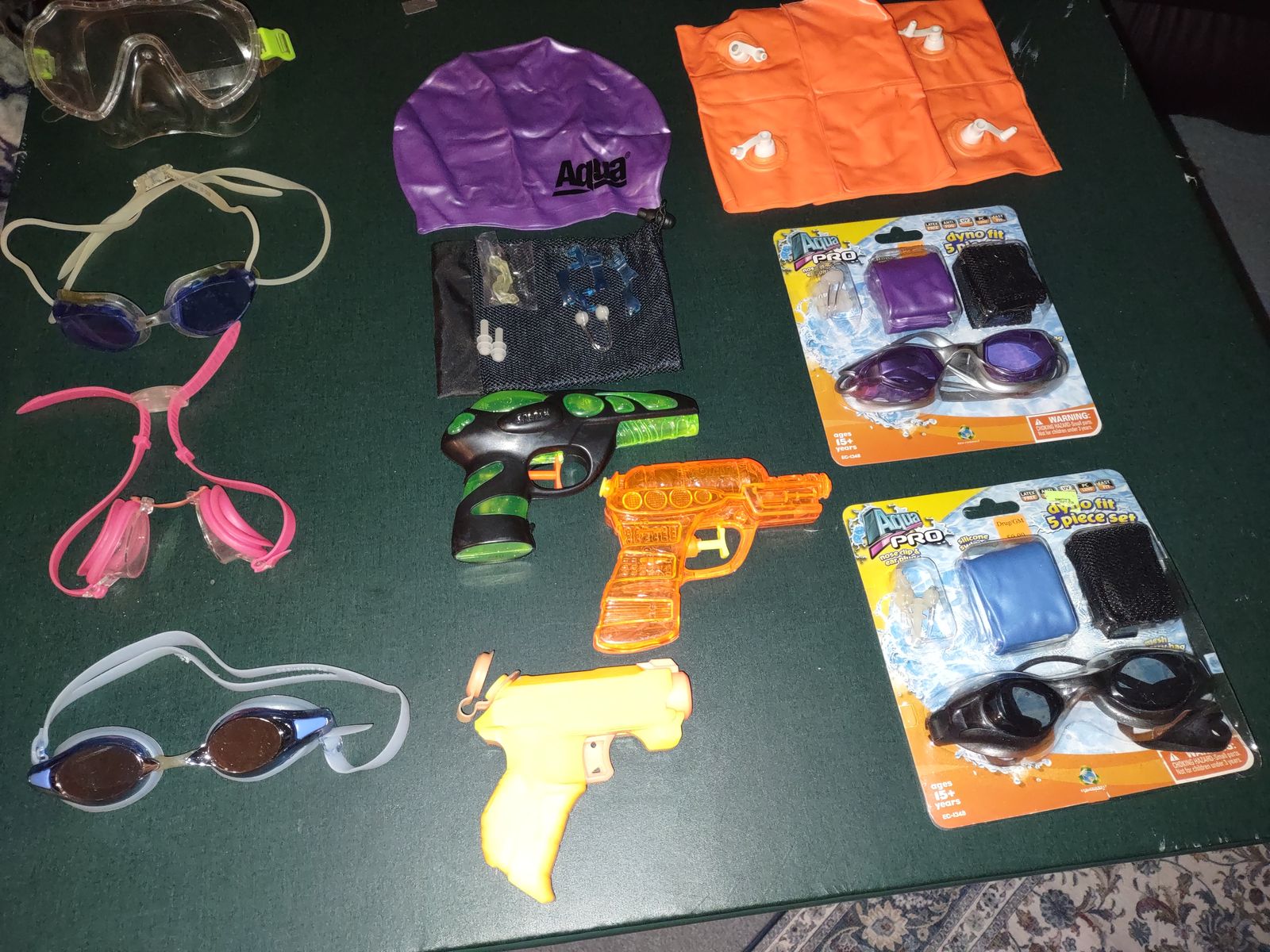 SWIM GOGGLES, WATER WINGS, SWIM CAP, WATER PISTOLS individually priced