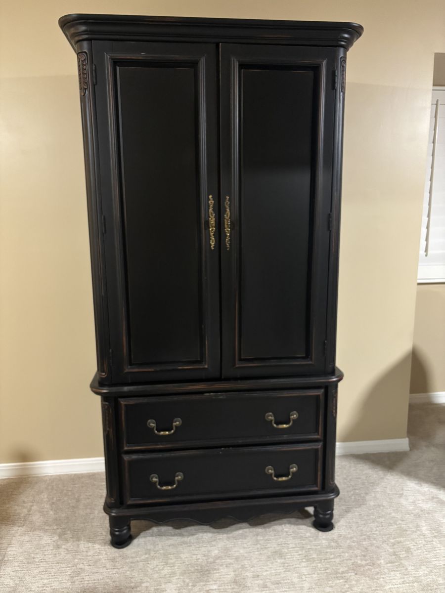 Armoire Black 2 Drawer/Dresser with Mirror