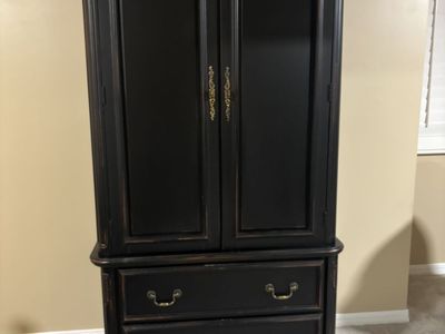 Armoire Black 2 Drawer/Dresser with Mirror