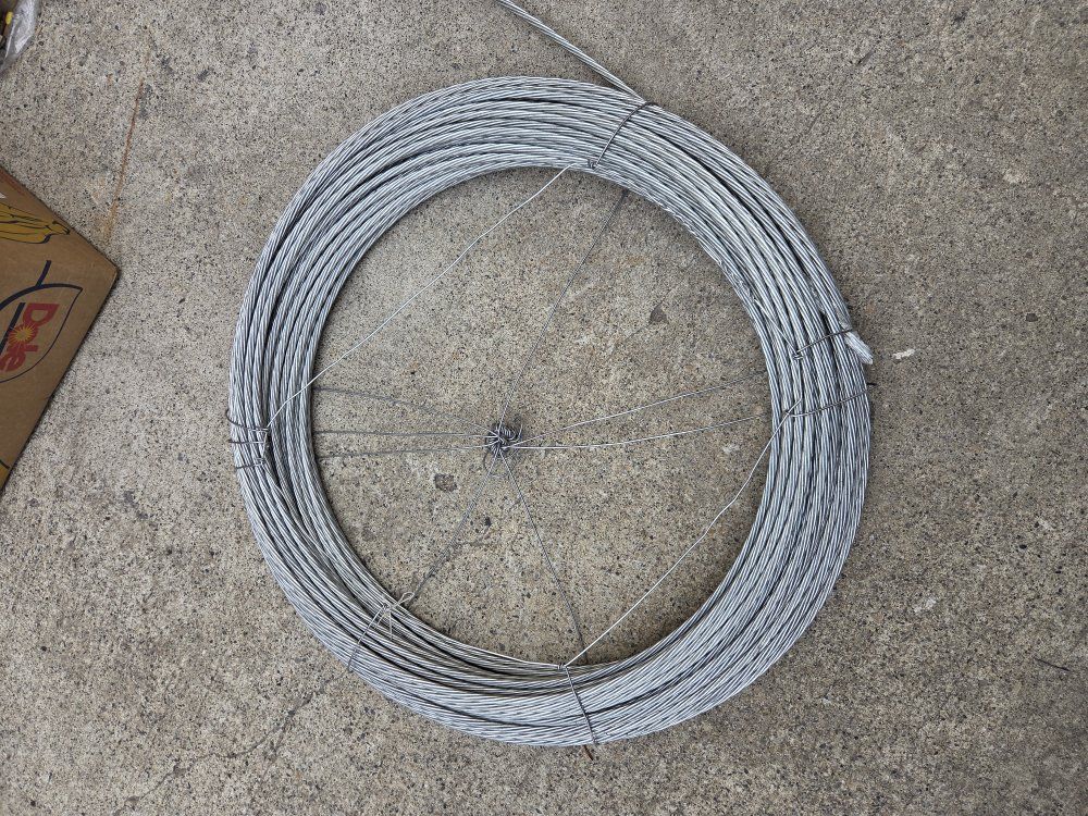 75' ft galvanized steel wire 5/16" diameter 1×7